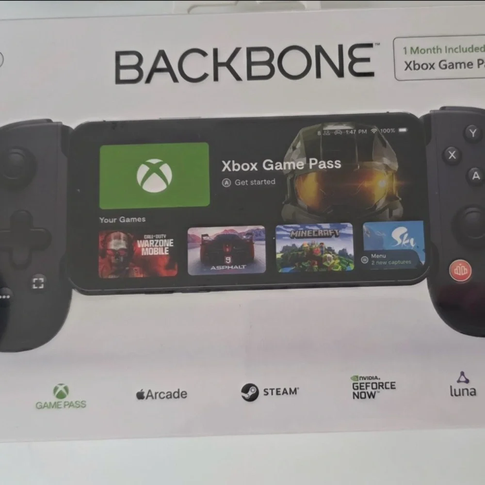 Black Mobile Gaming Controller for Xbox for use with  Lightning Cable Phones